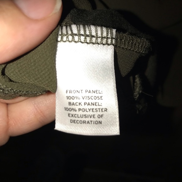 Small Olive Green Top with Cap Sleeves - Picture 6 of 6